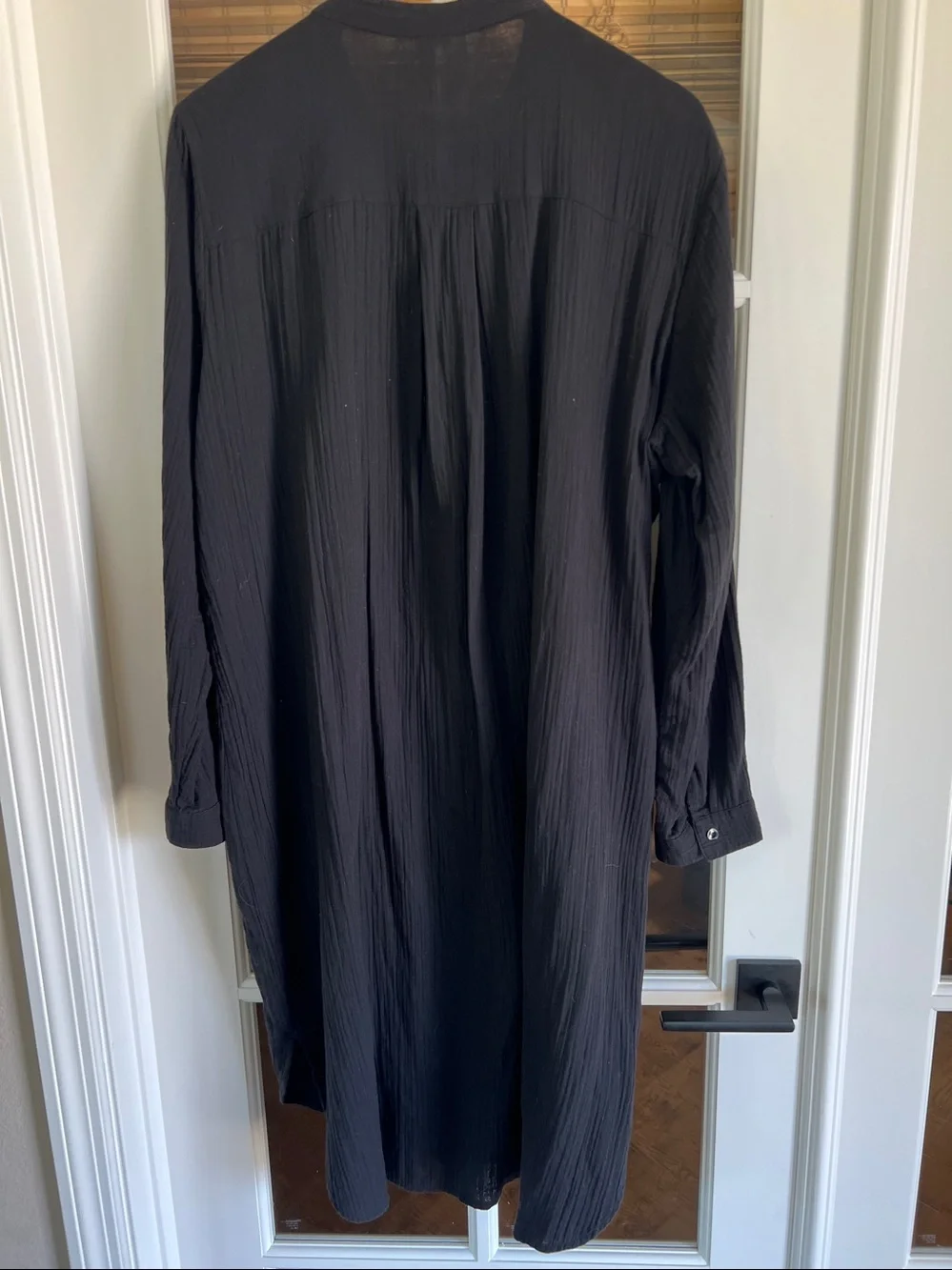 Eileen Fisher Black textured gauze Button-Up Tunic Shirt Dress XL - Picture 2 of 5